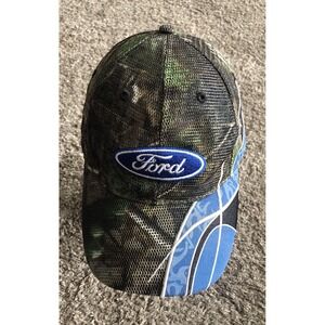 Ford Realtree Camo & Blue Mesh Trucker Adjustable Hat Cap Paramount Outdoors
